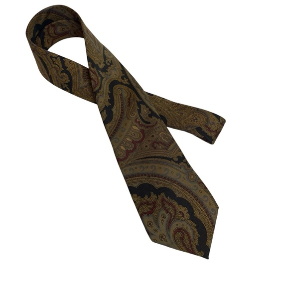 Men’s Vintage Gianni‎ Versace Designer Paisley Patterned Tie - Brown *L0193 - Picture 1 of 2